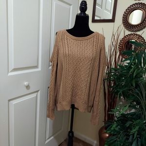 Tan Cold Shoulder, High Lo Sweater- Michael Kors
